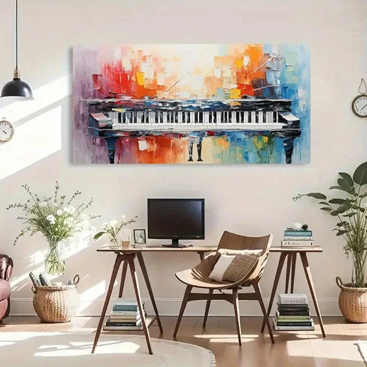 Colorful Abstract Piano Wall Art Canvas Office Home Room Framed 120x60cm