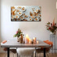 Elegant White Flowers Golden Wall Art Canvas Office Home Room Framed 120x60cm