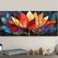 3pcs Vibrant Stained Glass Lotus Flower, Metal Print Ready to Hang Art