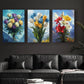 3pcs Multi-Color Flower Bouquet Metal Print Ready to Hang Art