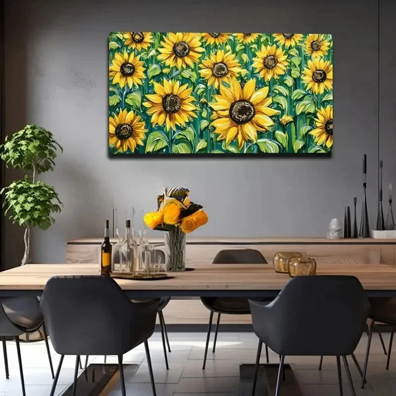 Vibrant Sunflower Wall Art Canvas Office Home Room Framed 120x60cm