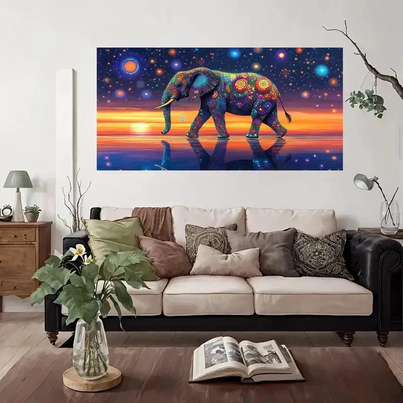 Colorful Elephant Wall Art Canvas Office Home Room Framed 120x60cm