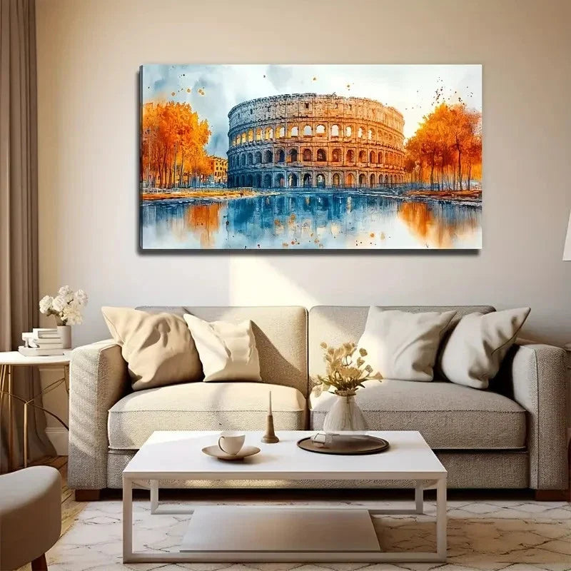 Colosseum In Ancient Rome Wall Art Canvas Office Home Room Framed 80x45cm