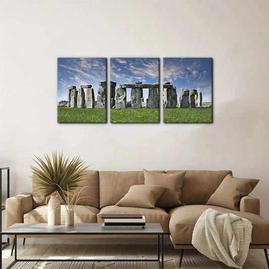 3pcs Beautiful Scenery Mysterious Stonehenge Metal Print Ready to Hang Art