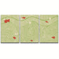 3pcs Geometric Green Spirals & Red Flakes Abstract Metal Print Ready to Hang Art
