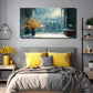 Vibrant Cityscape With Yellow Wall Art Canvas Office Home Room Framed 80x45cm