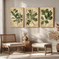 3pcs Green Leaves Antique Botanical Book Metal Print Ready to Hang Art