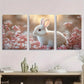 3pcs Blush Spring White Bunny Vintage Metal Print Ready to Hang Art