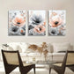 3pcs Elegant Pink & Gray Flower Designs Perfect Wall Art Set Canvas Framed 40x60cm - High Quality Print 100% Australian Made Wall Canvas Ready to Hang