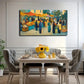 Vibrant Market Scene Colorful Wall Art Canvas Office Home Room Framed 120x60cm