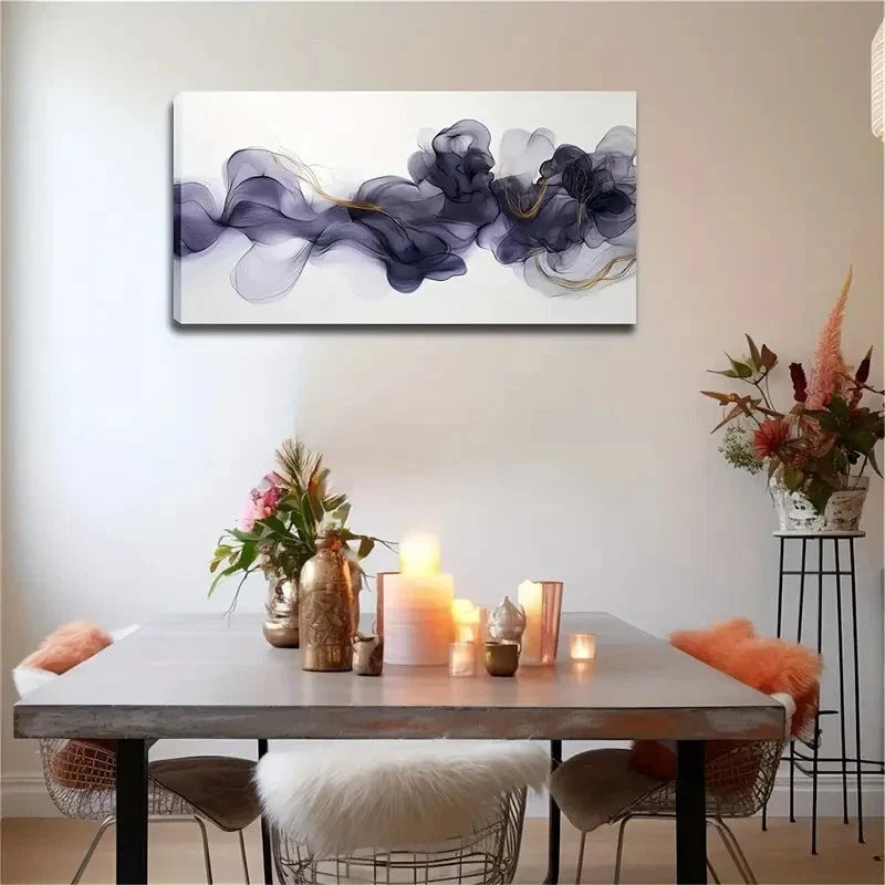Purple Lines Different Shade Wall Art Canvas Office Home Room Framed 120x60cm