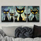 3pcs Featuring a Family of Black Cats, Metal Print Ready to Hang Art