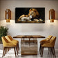 Realistic Lion and Lamb Scene Wall Art Canvas Office Home Room Framed 120x60cm