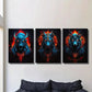 3pcs Ferocious Cattle Horse and Sheep Wall Art Set Canvas Framed 40x60cm - High Quality Print 100% Australian Made Wall Canvas Ready to Hang