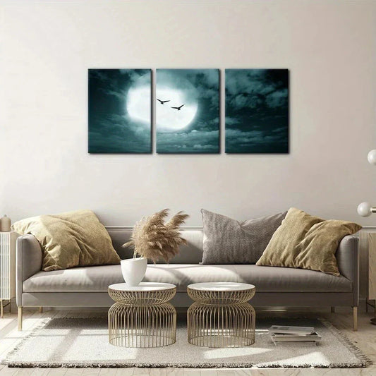 3pcs Moon Halloween Dark Style Metal Print Ready to Hang Art