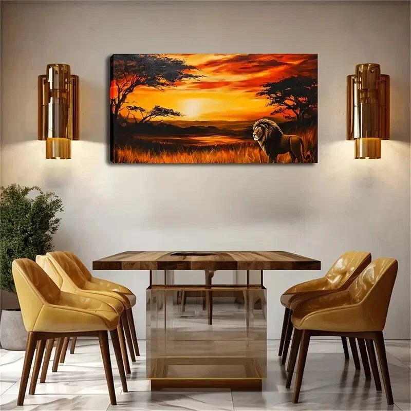 Thick Mane & Majestic Eyes Wall Art Canvas Office Home Room Framed 120x60cm