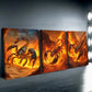 3pcs Red Scorpion Design Danger Flame Perfect Wall Art Set Canvas Framed 40x60cm - High Quality Print 100% Australian Made Wall Canvas Ready to Hang