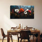 Red & White Flowers In Golden Wall Art Canvas Office Home Room Framed 80x45cm