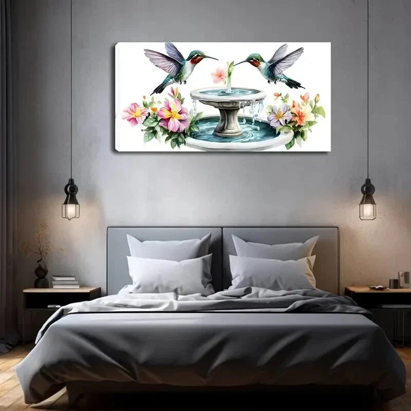 Realistic Style Two Color Bird Wall Art Canvas Office Home Room Framed 120x60cm