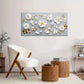 Golden White Floral Deco Floral Wall Art Canvas Office Home Room Framed 120x60cm