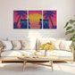 3pcs Raccoons in Fashion Glasses Beach Sunset Wall Art Set Canvas Framed 40x60cm - High Quality Print 100% Australian Made Wall Canvas Ready to Hang
