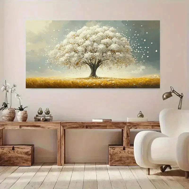 Serene Blossom Tree Decor Wall Art Canvas Office Home Room Framed 120x60cm