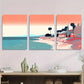 3pcs Abstract Coastal Landscape with Vibrant Sky Metal Print Ready to Hang Art