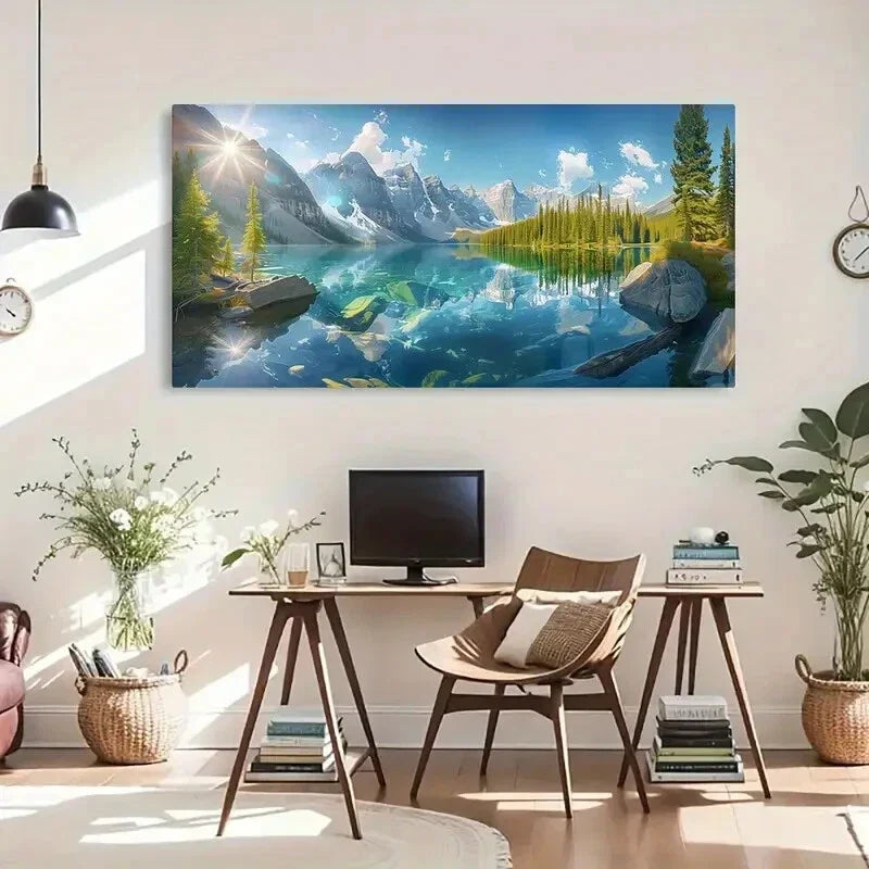 Blue Sky White Clouds Snowy Wall Art Canvas Office Home Room Framed 120x60cm