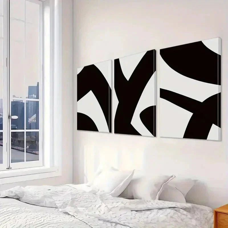 3pcs Black and White Decorative Wall Art Set Canvas Framed 40x60cm - High Quality Print 100% Australian Made Wall Canvas Ready to Hang