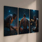 3pcs Gym & Home Rainy Night Athlete Training Wall Art Set Canvas Framed 40x60cm - High Quality Print 100% Australian Made Wall Canvas Ready to Hang