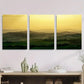 3pcs Serene Green Landscape & Sunset Sky Metal Print Ready to Hang Art
