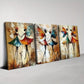 3pcs Charming Vintage Abstract Confident Dancer Wall Art Set Canvas Framed 40x60cm - High Quality Print 100% Australian Made Wall Canvas Ready to Hang