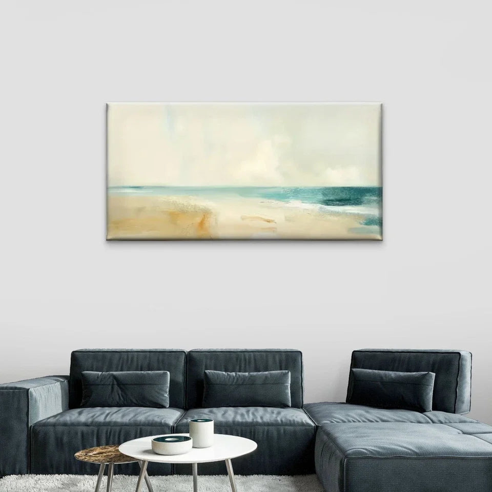 Beach Scenes Waves Sand Sky Wall Art Canvas Office Home Room Framed 120x60cm