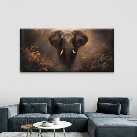 Majestic Jungle Elephant Wall Art Canvas Office Home Room Framed 80x45cm