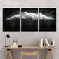 3pcs Modern Black and White Cloud Serene Rainy Metal Print Ready to Hang Art