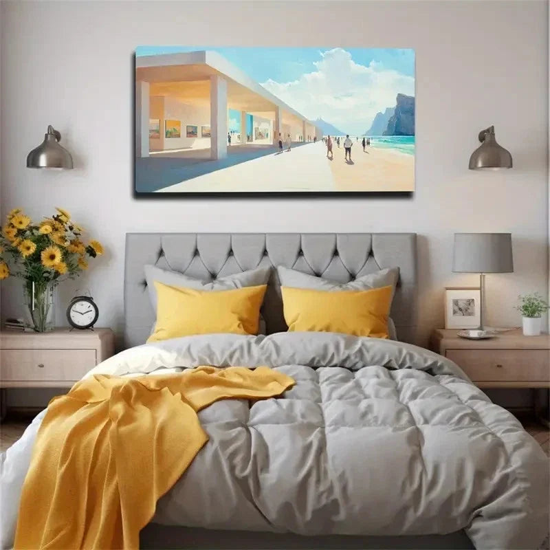 Modern Beach-Themed Décor Wall Art Canvas Office Home Room Framed 120x60cm