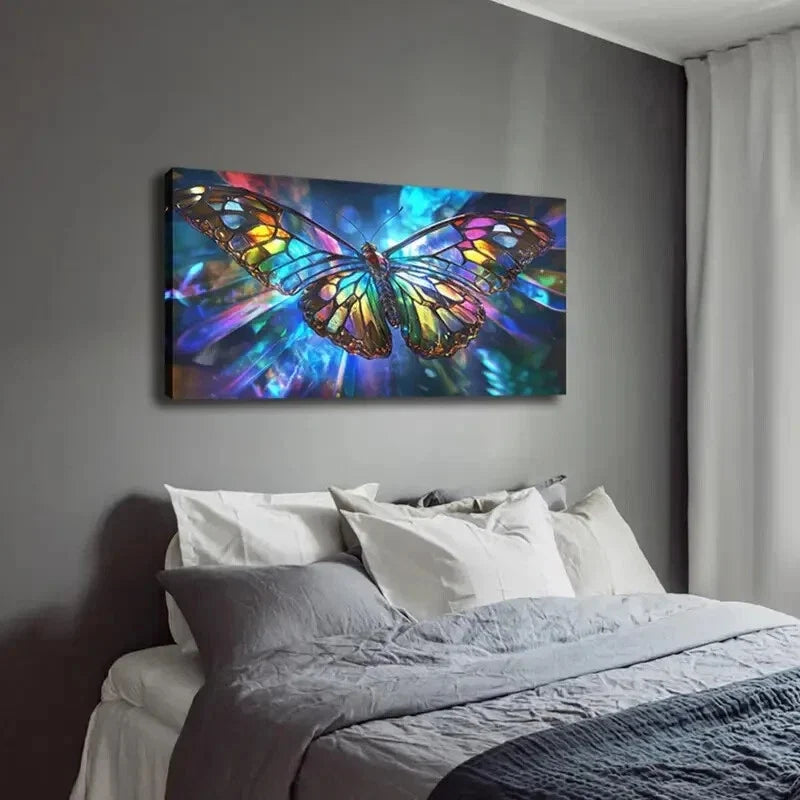 Abstract Butterfly Vibrant Wall Art Canvas Office Home Room Framed 120x60cm