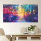 Vibrant Abstract Forest Land Wall Art Canvas Office Home Room Framed 120x60cm