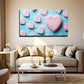 Pink Heart Pattern Love & Wall Art Canvas Office Home Room Framed 120x60cm