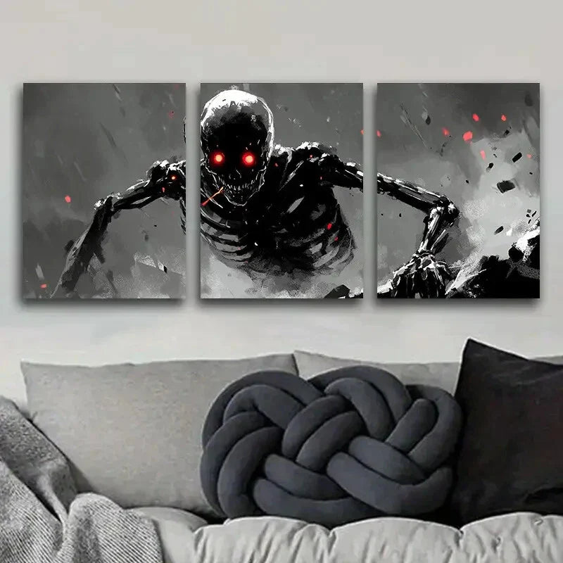 3pcs Hell Monster Darkness Danger Fear Wall Perfect Wall Art Set Canvas Framed 40x60cm - High Quality Print 100% Australian Made Wall Canvas Ready to Hang