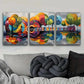 3pcs Colorful Guitar Tree Design Cool Perfect Wall Art Set Canvas Framed 40x60cm - High Quality Print 100% Australian Made Wall Canvas Ready to Hang