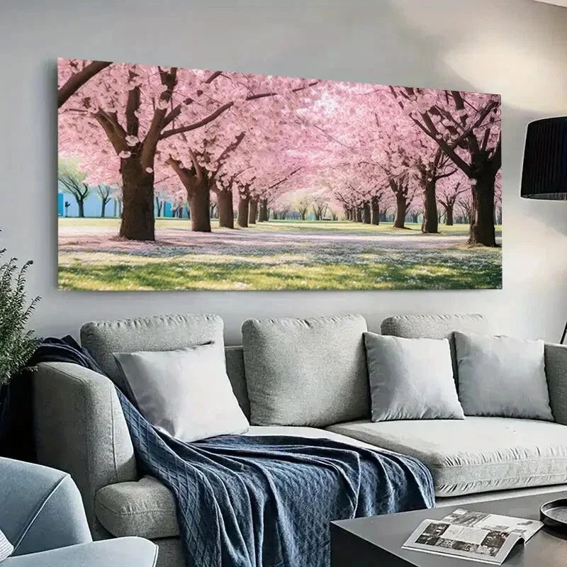 Vibrant Pink Floral Nature Wall Art Canvas Office Home Room Framed 120x60cm