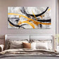 Abstract Black & Yellow Line Wall Art Canvas Office Home Room Framed 120x60cm
