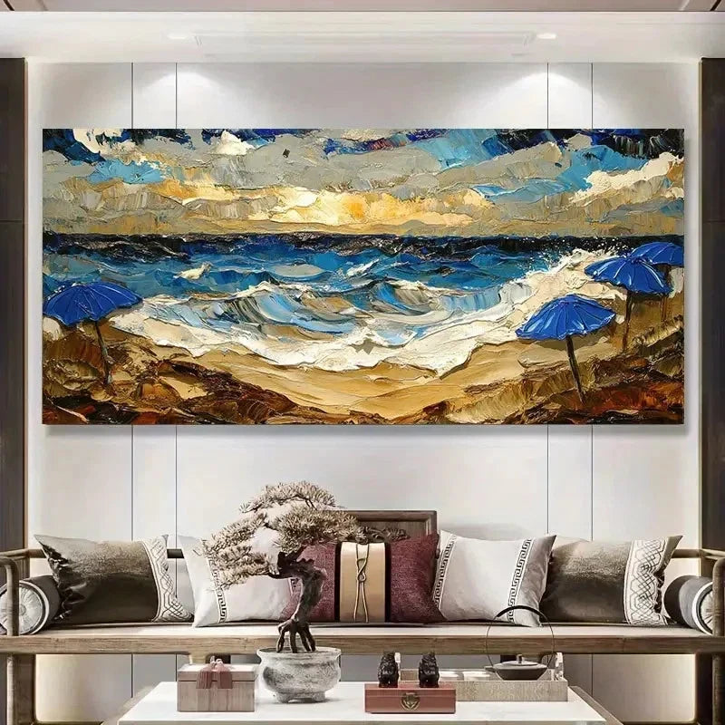 Vibrant Sunset & Ocean View Wall Art Canvas Office Home Room Framed 120x60cm
