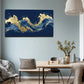 Navy Blue & Golden Textured Wall Art Canvas Office Home Room Framed 80x45cm