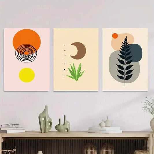 3pcs Modern Abstract Boho Style Metal Print Ready to Hang Art