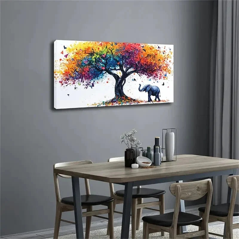 Elephant Rainbow Colorful Wall Art Canvas Office Home Room Framed 120x60cm
