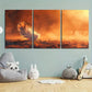 3pcs Feather Design Golden Brown White Wing Metal Print Ready to Hang Art