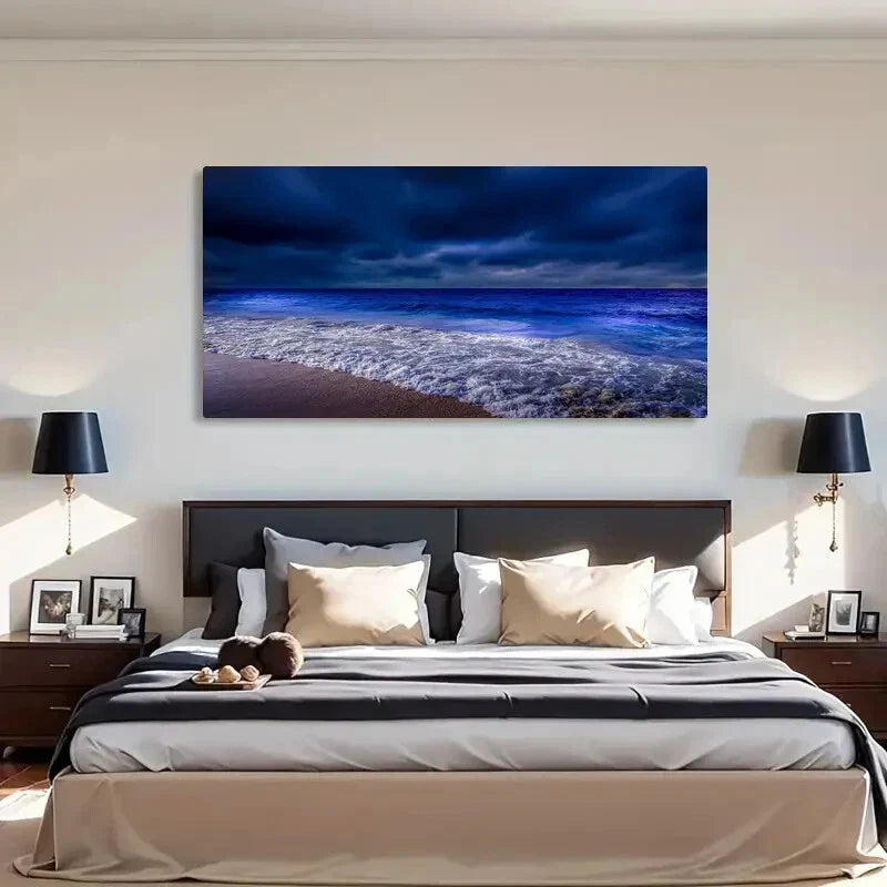 Seaside Rustic Landscape Wall Art Canvas Office Home Room Framed 80x45cm