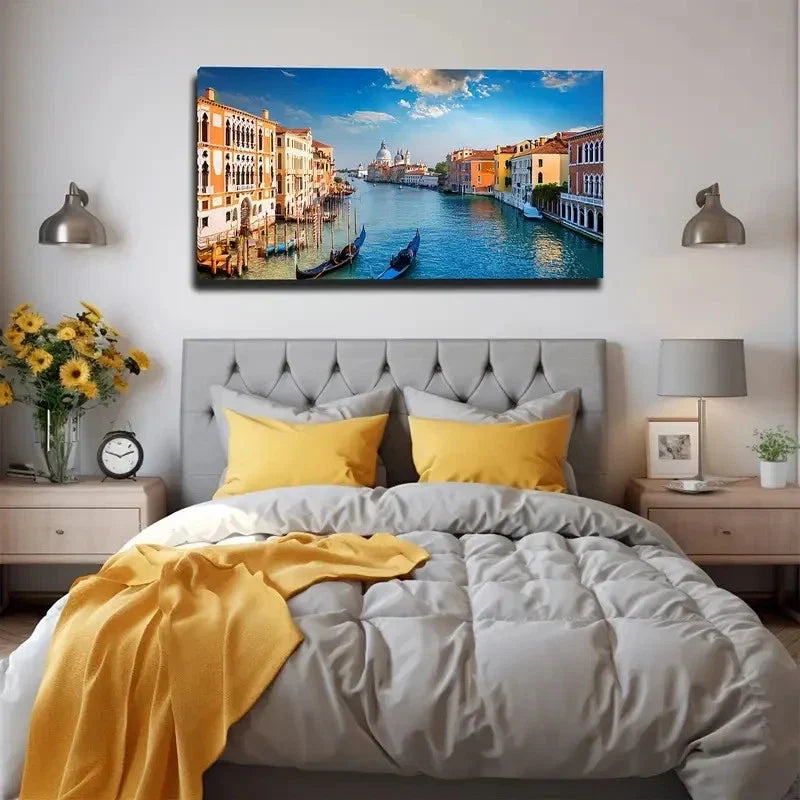 Boats For Inland Rivers Wall Art Canvas Office Home Room Framed 80x45cm